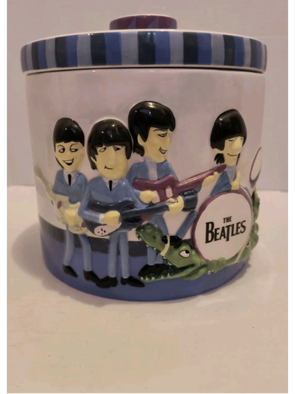 The Beatles Ceramic Cookie Jar Canister 2004 Vandor Animated 3D Relief Vintage